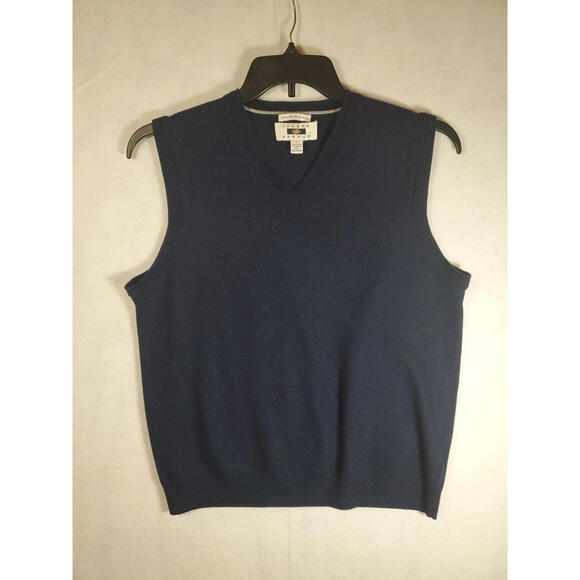 Joseph Abboud Men's Navy  100% Extra Fine Merino Wool V Neck Sweater Vest Large - Picture 1 of 7